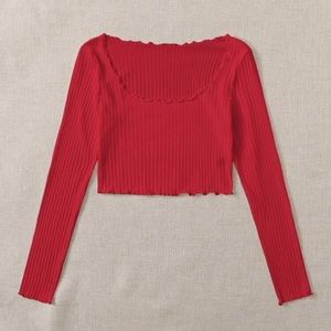 Brand New SHEIN Ribbed Long Sleeve Crop Top